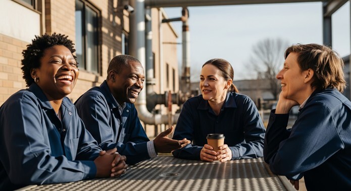 Frontline-Employees-Sitting-on-table