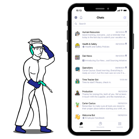 App de missatgeria para empleats de fabrica